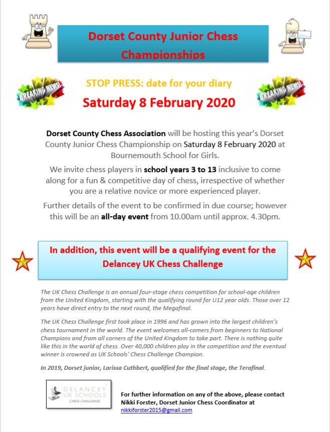 Dorset Junior Chess event 8 Feb '20